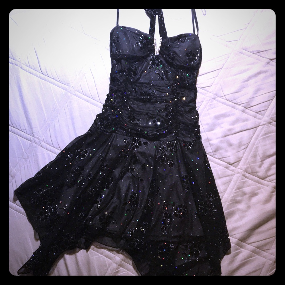 Black sequin party dress